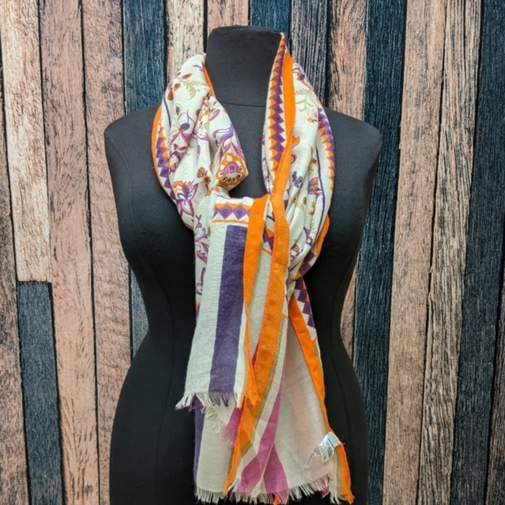 Purple Orange and Cream Scarf